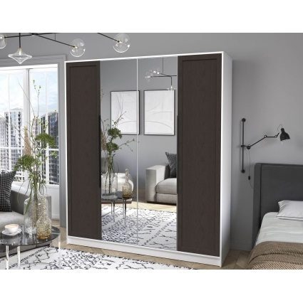 Шкаф распашной Тренд КТ-Ш4 (з) (Белый платинум ЛДСП/ Дуб английский ЛМДФ) Ш1800 В2128 Г547